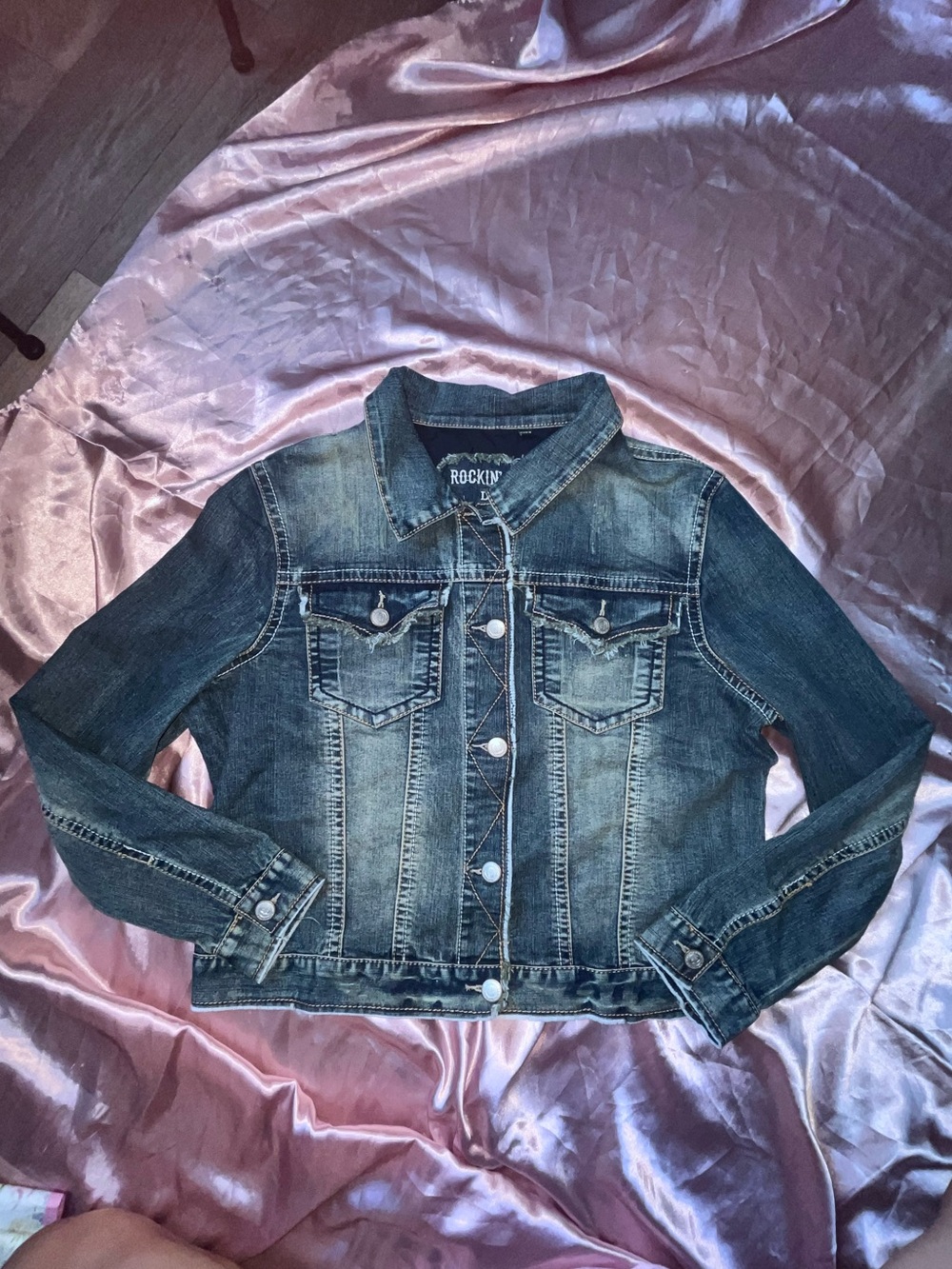 Rockin' C Women's Washed Blue Denim Jacket Size Large